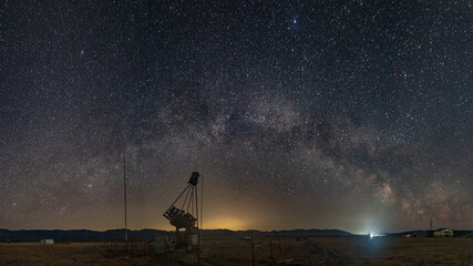Milky Way over the Gamma Telescope at the Observatory TAIGA