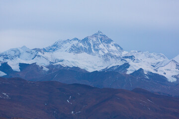 Mount Everest early in the morning taken from the base camp in Tibet located at 5200 m. April 2013