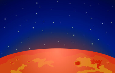 Mars north pole with stars above vector