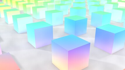 Obraz premium Diseño tridimensional de cubos. Ilustración de patrón con cubos. Render geométrico de fondo 3d y niebla.