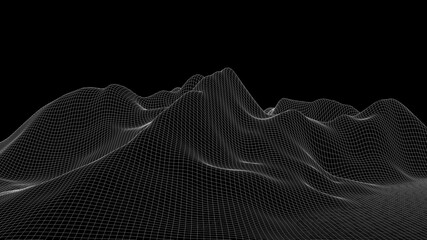 Diseño minimalista de montañas con líneas. Ilustración 3d de patrones. Diseño abstracto colorido.