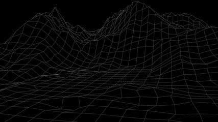 Diseño minimalista de montañas con líneas. Ilustración 3d de patrones. Diseño abstracto colorido.