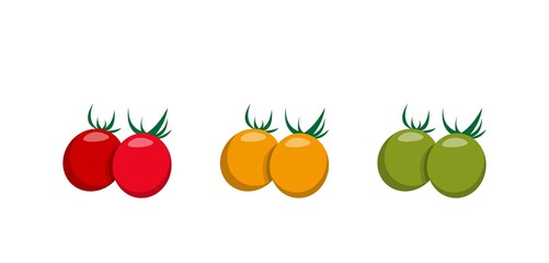 Three colors of tomato, comic cartoon vector