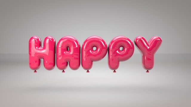 Dise&ntilde;o 3d de palabra con forma de globo. Ilustraci&oacute;n tridimensional realista. Fondo colorido para presentaci&oacute;n.