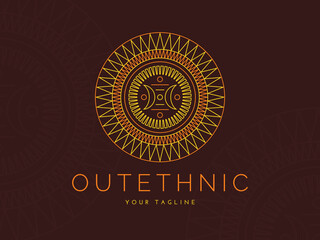 Ethnic line art logo vector template
