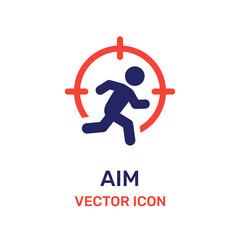 Man at the shooting point icon. Business aim concept vector isolate.