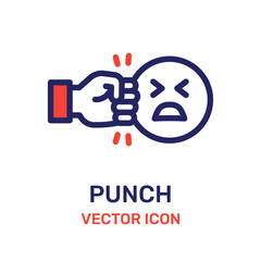 Fist punch face icon vector