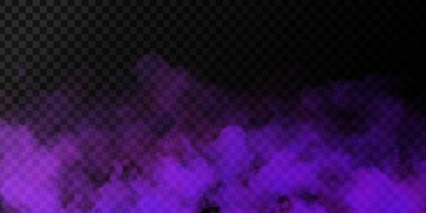 Vector realistic isolated Purple Smoke effect for decoration and covering on the transparent background. - obrazy, fototapety, plakaty