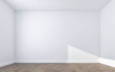 Blank wall on wooden floor. 3d rendering