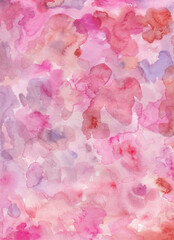 Purple and pink watercolor background with blotches and liquid ink texture in vector illustration in pretty painted paper design