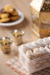 kue putri salju or snow white cookies. islamic cookies biscuit for eid mubarak tradition