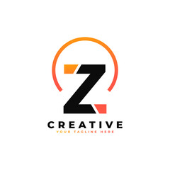 Letter Z Logo Design with Black Orange Color and Circle. Cool Modern Icon Letters Logo Vector.