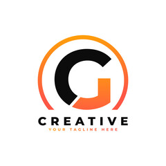 Obraz premium Letter G Logo Design with Black Orange Color and Circle. Cool Modern Icon Letters Logo Vector.