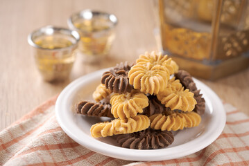 Kue Sagu Keju, Kue Tambang and Kue Semprit . Cookies for Lebaran Idul Fitri eid mubarak