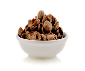  breakfast cereal in white bowl on white background