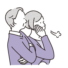 シンプル　イラスト　腕組みして考え事をする老夫婦