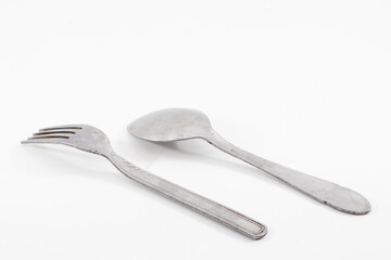 spoon and fork isolated on white background