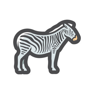 Zebra African Animal Striped horse Vector icon Cartoon illustration.
