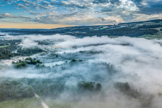 foggy morning over a spring landscape © Heiner