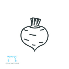 Beetroot icon. Nature food. Vegetarian, vegetable, veggies. Sugar beet logo. Fresh radish beets with leaves for apps and websites outline style. vector illustration. design on white background EPS 10