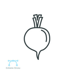 Beetroot icon. Nature food. Vegetarian, vegetable, veggies. Sugar beet logo. Fresh radish beets with leaves for apps and websites outline style. vector illustration. design on white background EPS 10