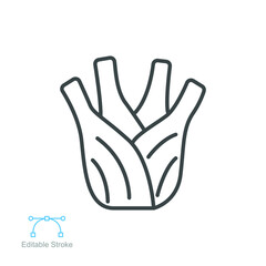 Fennel root icon. Fresh nature bulb, Organic healthy vegetable food. Spicy herbs and spices for natural. outline style. editable stroke. vector illustration. design on white background. EPS 10