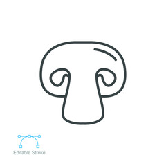 Mushroom icon. nature vegetable food slice, fungi, mycology. vegetarian organic nature meal. Natural healthy fungus. editable stroke outline style vector illustration design on white background EPS 10