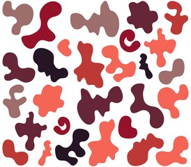 Set of random shapes of irregular form.  Black blobs, liquid, colored organic blot smooth form. Drop of fluid. Blotch, inkblot texture. Pebble, inkblot stone silhouette round abstract shape.