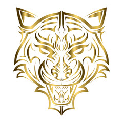 Obraz premium gold line art of tiger head. Good use for symbol, mascot, icon, avatar, tattoo, T Shirt design, logo or any design you want.