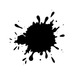 Muddy splatter texture. Black liquid drop shape isolated in white background. Flat vector illustration
