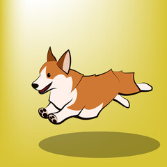 Cute Cartoon Vector Illustration of a corgi dog It is running