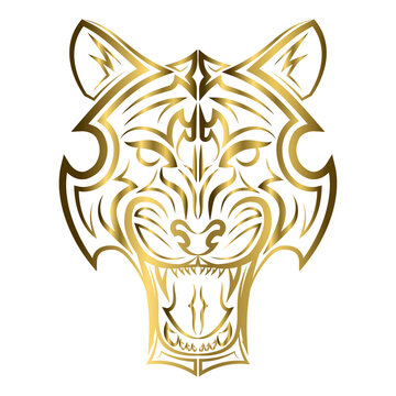 recommend clip art: gold line art of tiger head. Good use for symbol, mascot, icon, avatar, tattoo, T Shirt design, logo or any design you want.