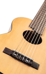 Fototapeta premium wooden guitar six-string closeup