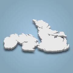 3d isometric map of Varmdo is an island in Sweden