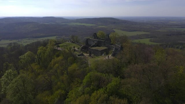 4k video about the fort of Tatika ruins in hungary near by the lake balaton in zala county. Medieval castle from 13th century. Built in 13. destroyed in 16th century
