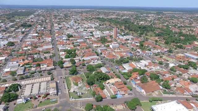 Tr&ecirc;s Lagoas Mato city Grosso do Sul Brazil air view avenue street 