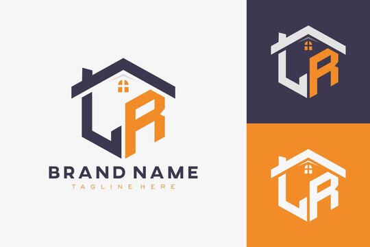 hexagon LR house monogram logo for real estate, property, construction business identity. box shaped home initiral with fav icons vector graphic template