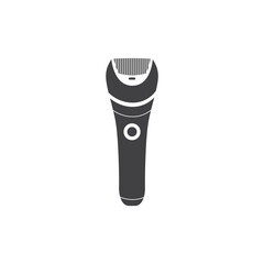 Naklejka premium Black minimalist electric shaver or trimmer tool vector illustration isolated.