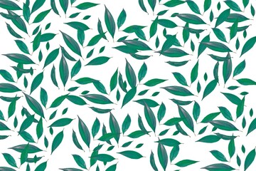 Naklejka na ściany i meble Green leaves pattern natural background on white background. Nature and ecology concept