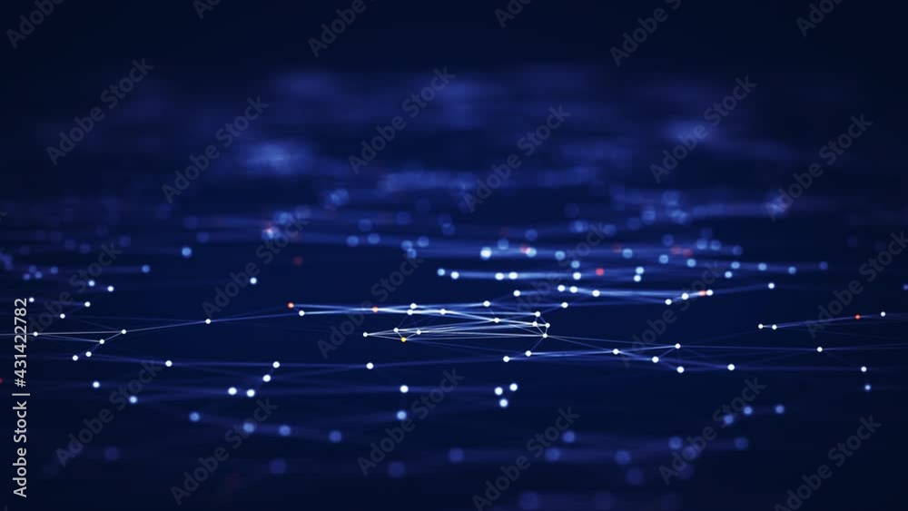 Poster Technology connection digital data and big data concept. Abstract lines and dots connect background. futuristic shape. Computer-generated abstract background. 3D rendering.