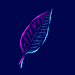 Leaf plant Line. Pop Art logo. Colorful design with dark background. Abstract vector illustration.