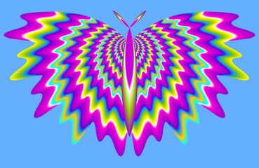 Colorful rainbow butterfly. Motion illusion.
