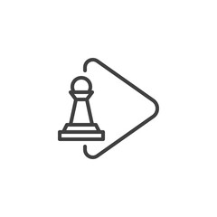 Chess game play line icon