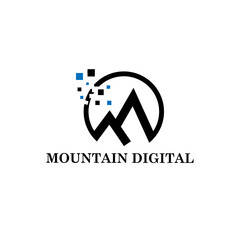 Fototapeta premium Mountain digital logo vector, icon, element, and template for company