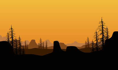 Incredible natural view of the suburbs at sunset in the evening. Vector illustration