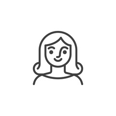 Smiling girl avatar line icon