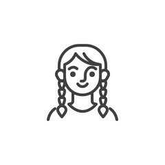 Girl with braids line icon
