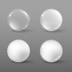 Glass beads in various grades of transparency, realistic vector isolated.