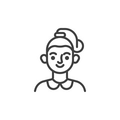 Woman with ponytail hairstyle line icon