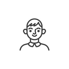 Happy boy avatar line icon